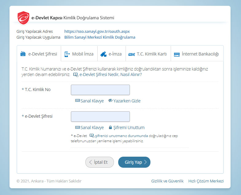 E-TUYS E-devlet Entegrasyon Ekranı E-TUYS E-devlet Entegrasyon Ekranı
